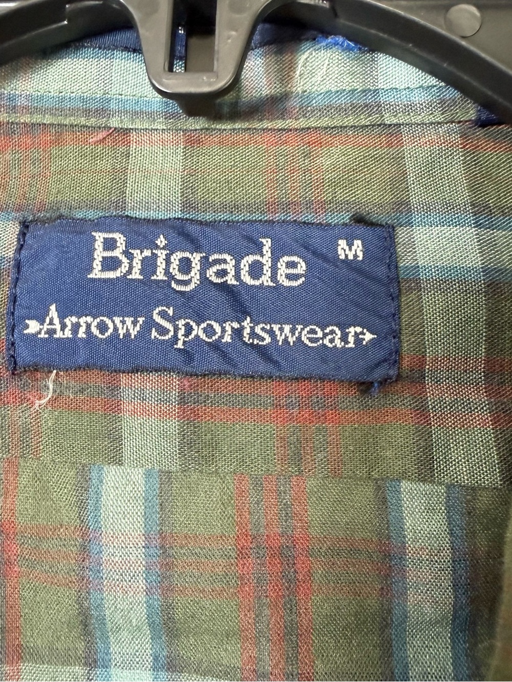 Vintage 80s Brigade Arrow Sportswear Plaid Button Down Shirt Mens M - Picture 4 of 6